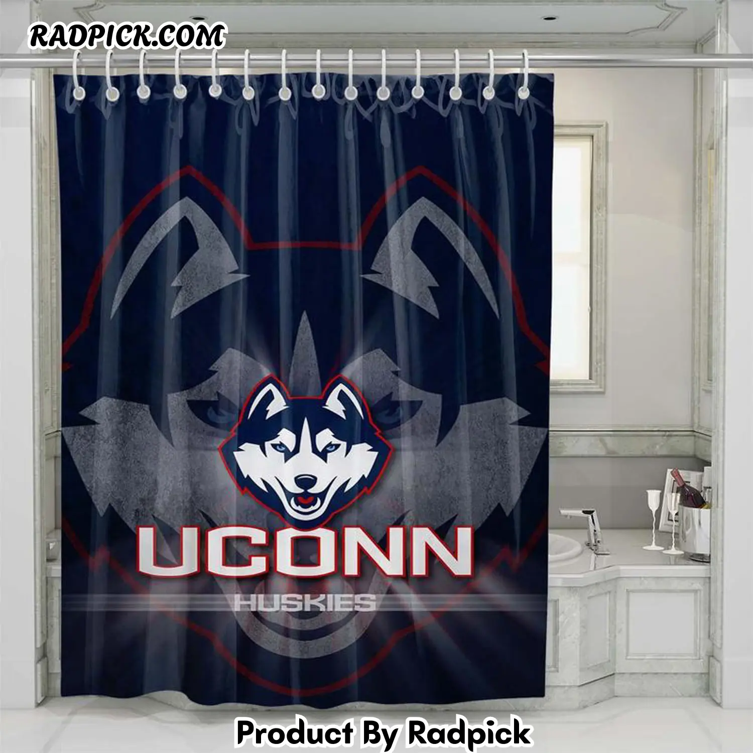 Uconn huskies shower curtain set bathroom set for bathroom decor best gift for friends rp38745
